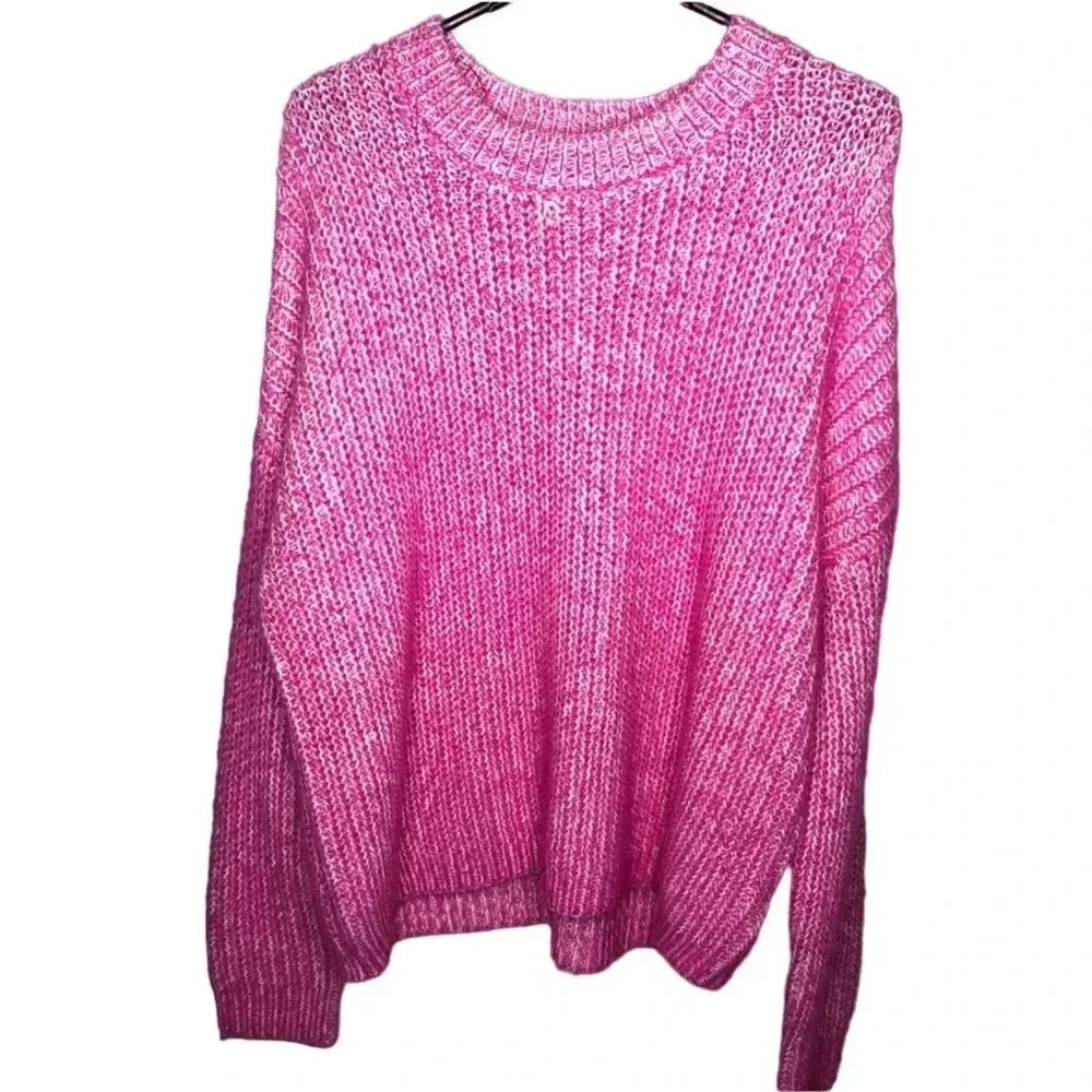 Elodie Women's Size Large Pink Speckled Knit Long Sleeves Pullover Sweater